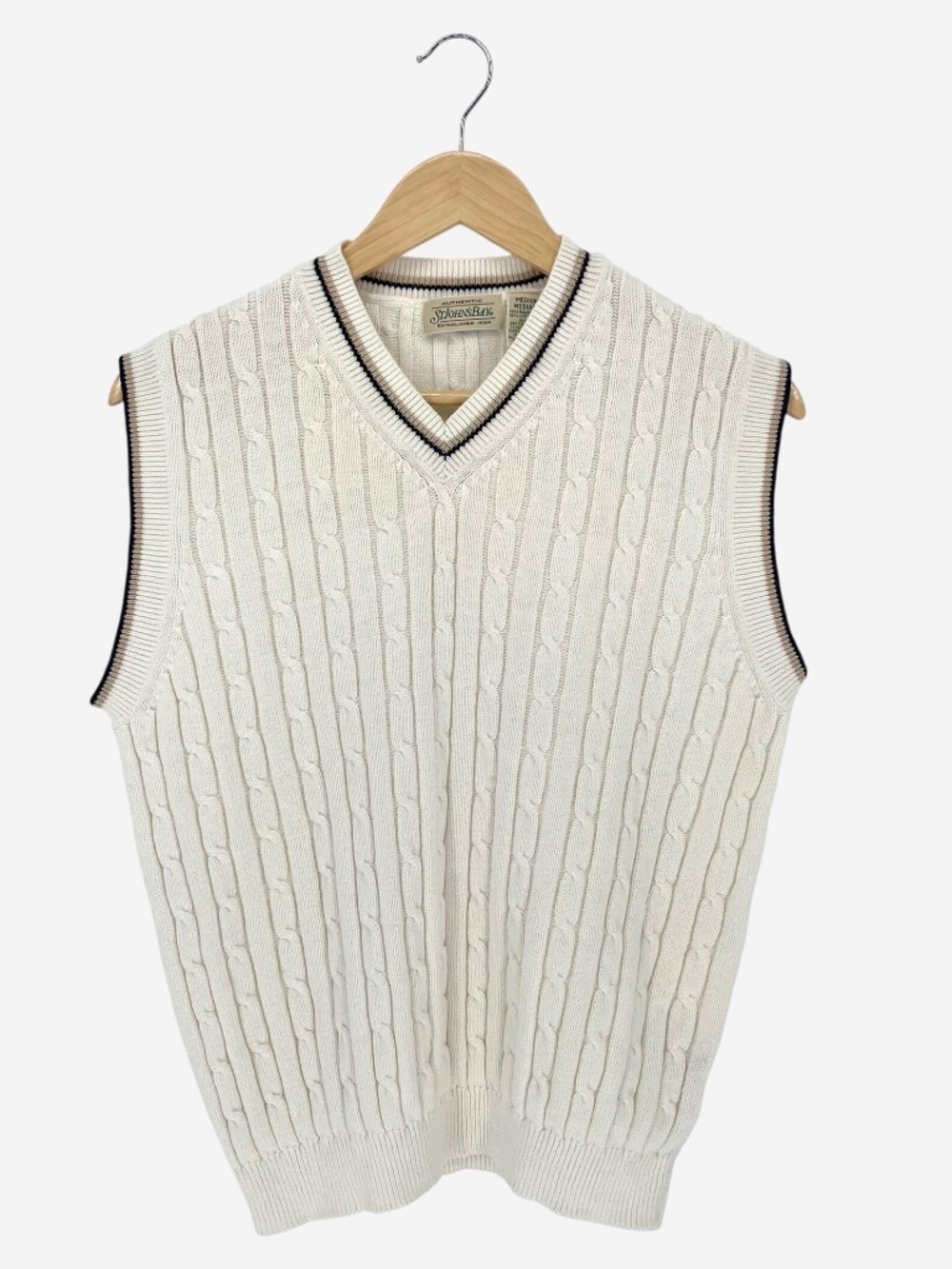 vintage 90s st johns bay preppy light academia cable knit grandpa sweater vest